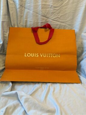 Louis Vuitton Orange Shopping Bag with Red Handles